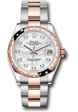 Rolex Steel and Everose Gold Datejust 31 Watch - 24 Diamond Bezel - Silver Diamond Dial - Oyster Bracelet - 278341RBR mdo
