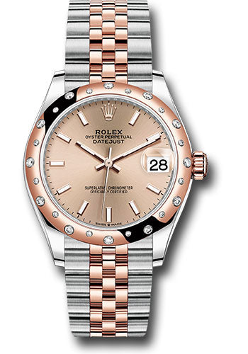 Rolex Steel and Everose Gold Datejust 31 Watch - 24 Diamond Bezel - Rose Roman Dial - Jubilee Bracelet - 278341RBR roij