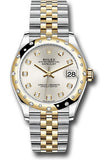 Rolex Steel and Yellow Gold Datejust 31 Watch - Domed Diamond Bezel - Silver Diamond Dial - Jubilee Bracelet - 278343 sdj