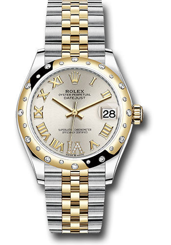 Rolex Steel and Yellow Gold Datejust 31 Watch - Domed Diamond Bezel - Silver Diamond Roman Six Dial - Jubilee Bracelet - 278343 sdr6j