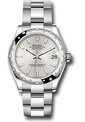 Rolex Steel and White Gold Datejust 31 Watch - Domed 24 Diamond Bezel - Silver Index Dial - Oyster Bracelet - 2020 Release - 278344RBR sio