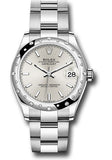 Rolex Steel and White Gold Datejust 31 Watch - Domed 24 Diamond Bezel - Silver Index Dial - Oyster Bracelet - 2020 Release - 278344RBR sio