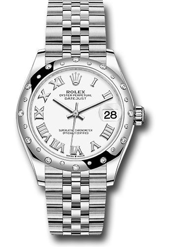 Rolex Steel and White Gold Datejust 31 Watch - Domed 24 Diamond Bezel - White Roman Dial - Jubilee Bracelet - 2020 Release - 278344RBR wrj