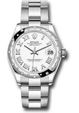 Rolex Steel and White Gold Datejust 31 Watch - Domed 24 Diamond Bezel - White Roman Dial - Oyster Bracelet - 2020 Release - 278344RBR wro