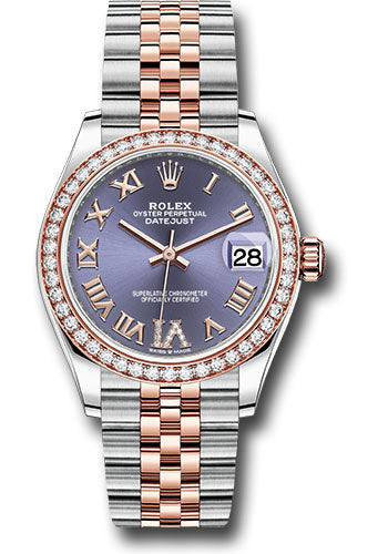 Rolex Steel and Everose Gold Datejust 31 Watch - 46 Diamond Bezel - Aubergine Diamond Roman VI Dial - Jubilee Bracelet - 278381RBR aubdr6j