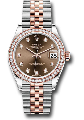 Rolex Steel and Everose Gold Datejust 31 Watch - 46 Diamond Bezel - Chocolate Diamond Dial - Jubilee Bracelet - 278381RBR chodj