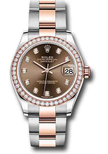 Rolex Steel and Everose Gold Datejust 31 Watch - 46 Diamond Bezel - Chocolate Diamond Dial - Oyster Bracelet - 278381RBR chodo