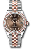 Rolex Steel and Everose Gold Datejust 31 Watch - 46 Diamond Bezel - Chocolate Diamond Roman VI Dial - Jubilee Bracelet - 278381RBR chodr6j