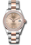 Rolex Steel and Everose Gold Datejust 31 Watch - 46 Diamond Bezel - Rose Roman Dial - Oyster Bracelet - 278381RBR roro