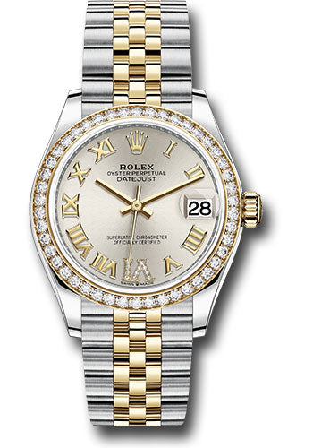 Rolex Steel and Yellow Gold Datejust 31 Watch - Diamond Bezel - Silver Diamond Roman Six Dial - Jubilee Bracelet - 278383RBR sdr6j