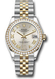 Rolex Steel and Yellow Gold Datejust 31 Watch - Diamond Bezel - Silver Diamond Roman Six Dial - Jubilee Bracelet - 278383RBR sdr6j