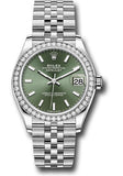 Rolex Steel and White Gold Datejust 31 Watch - Diamond Bezel - Mint Green Index Dial - Jubilee Bracelet - 278384RBR mgij