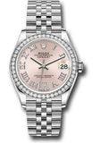 Rolex Steel and White Gold Datejust 31 Watch - Diamond Bezel - Pink Roman Diamond 6 Dial - Jubilee Bracelet - 278384RBR pdr6j