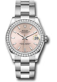Rolex Steel and White Gold Datejust 31 Watch - Diamond Bezel - Pink Index Dial - Oyster Bracelet - 278384RBR pio