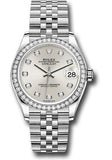 Rolex Steel and White Gold Datejust 31 Watch - Diamond Bezel - Silver Diamond Dial - Jubilee Bracelet - 278384RBR sdj