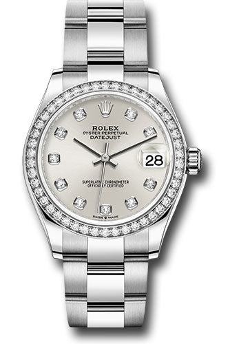 Rolex Steel and White Gold Datejust 31 Watch - Diamond Bezel - Silver Diamond Dial - Oyster Bracelet - 278384RBR sdo
