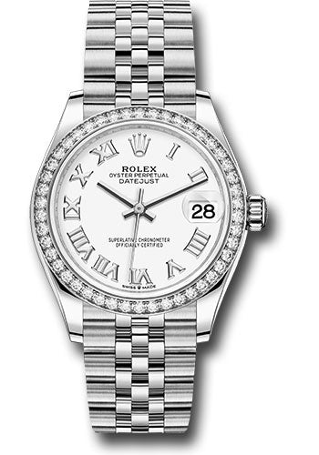 Rolex Steel and White Gold Datejust 31 Watch - Diamond Bezel - White Roman Dial - Jubilee Bracelet - 278384RBR wrj
