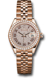 Rolex Everose Gold Lady-Datejust 28 Watch - 44 Diamond Bezel - Sundust Roman Dial - Jubilee Bracelet - 279135RBR dprj