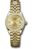 Rolex Yellow Gold Lady-Datejust 28 Watch - 44 Diamond Bezel - Champagne Diamond Star Dial - Jubilee Bracelet - 279138RBR ch9dix8dj