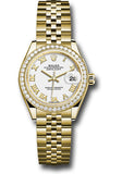 Rolex Yellow Gold Lady-Datejust 28 Watch - 44 Diamond Bezel - White Roman Dial - Jubilee Bracelet - 279138RBR wrj