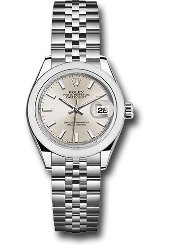 Rolex Steel Lady-Datejust 28 Watch - Domed Bezel - Silver Index Dial - Jubilee Bracelet - 279160 sij