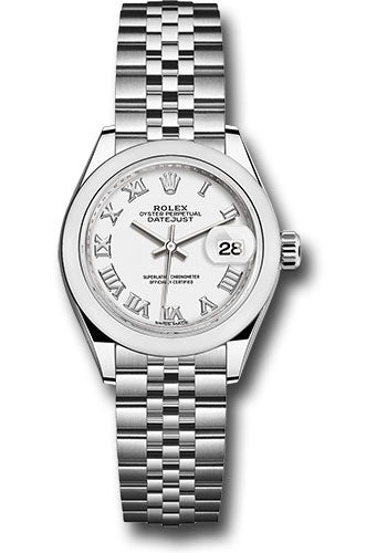 Rolex Steel Lady-Datejust 28 Watch - Domed Bezel - White Roman Dial - Jubilee Bracelet - 279160 wrj
