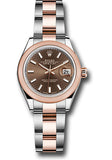 Rolex Steel and Everose Gold Rolesor Lady-Datejust 28 Watch - Domed Bezel - Chocolate Index Dial - Oyster Bracelet - 279161 choio