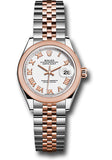Rolex Steel and Everose Gold Rolesor Lady-Datejust 28 Watch - Domed Bezel - White Roman Dial - Jubilee Bracelet - 279161 wrj