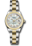 Rolex Steel and Yellow Gold Rolesor Lady-Datejust 28 Watch - Domed Bezel - White Mother-Of-Pearl Diamond Dial - Oyster Bracelet - 279163 mdo