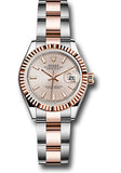 Rolex Steel and Everose Gold Rolesor Lady-Datejust 28 Watch - Fluted Bezel - Sundust Index Dial - Oyster Bracelet - 279171 suio
