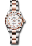 Rolex Steel and Everose Gold Rolesor Lady-Datejust 28 Watch - Fluted Bezel - White Roman Dial - Oyster Bracelet - 279171 wro