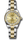Rolex Steel and Yellow Gold Rolesor Lady-Datejust 28 Watch - Fluted Bezel - Champagne Index Dial - Oyster Bracelet - 279173 chio