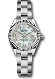 Rolex Steel and White Gold Rolesor Lady-Datejust 28 Watch - Fluted Bezel - White Mother-Of-Pearl Diamond Dial - Oyster Bracelet - 279174 mdo