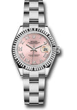 Rolex Steel and White Gold Rolesor Lady-Datejust 28 Watch - Fluted Bezel - Pink Roman Dial - Oyster Bracelet - 279174 pro