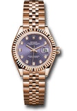 Rolex Everose Gold Lady-Datejust 28 Watch - Fluted Bezel - Aubergine Diamond Dial - Jubilee Bracelet - 279175 adj
