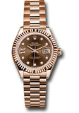 Rolex Everose Gold Lady-Datejust 28 Watch - Fluted Bezel - Chocolate Diamond Star Dial - President Bracelet - 279175 cho9dix8dp