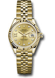 Rolex Yellow Gold Lady-Datejust 28 Watch - Fluted Bezel - Champagne Diamond Star Dial - Jubilee Bracelet - 279178 ch9dix8dj