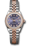 Rolex Steel and Everose Gold Rolesor Lady-Datejust 28 Watch - Diamond Bezel - Aubergine Diamond Dial - Jubilee Bracelet - 279381RBR audj