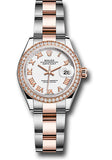 Rolex Steel and Everose Gold Rolesor Lady-Datejust 28 Watch - Diamond Bezel - White Roman Dial - Oyster Bracelet - 279381RBR wro