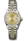 Rolex Steel and Yellow Gold Rolesor Lady-Datejust 28 Watch - Diamond Bezel - Champagne Diamond Star Dial - Jubilee Bracelet - 279383RBR ch9dix8dj