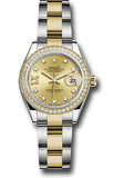 Rolex Steel and Yellow Gold Rolesor Lady-Datejust 28 Watch - Diamond Bezel - Champagne Diamond Star Dial - Oyster Bracelet - 279383RBR ch9dix8do