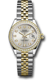 Rolex Steel and Yellow Gold Rolesor Lady-Datejust 28 Watch - Diamond Bezel - Silver Diamond Dial - Jubilee Bracelet - 279383RBR sdj