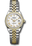 Rolex Steel and Yellow Gold Rolesor Lady-Datejust 28 Watch - Diamond Bezel - White Roman Dial - Jubilee Bracelet - 279383RBR wrj