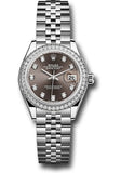 Rolex Steel and White Gold Rolesor Lady-Datejust 28 Watch - 44 Diamond Bezel - Dark Grey Diamond Dial - Jubilee Bracelet - 279384RBR dgdj