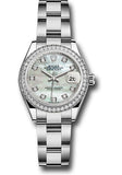 Rolex Steel and White Gold Rolesor Lady-Datejust 28 Watch - 44 Diamond Bezel - White Mother-Of-Pearl Diamond Dial - Oyster Bracelet - 279384RBR mdo