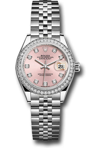 Rolex Steel and White Gold Rolesor Lady-Datejust 28 Watch - 44 Diamond Bezel - Pink Diamond Dial - Jubilee Bracelet - 279384RBR pdj