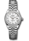 Rolex Steel and White Gold Rolesor Lady-Datejust 28 Watch - 44 Diamond Bezel - White Roman Dial - Jubilee Bracelet - 279384RBR wrj