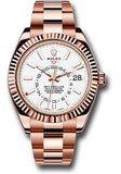 Rolex Everose Gold Sky-Dweller Watch - White Index Dial - Oyster Bracelet - 326935 w