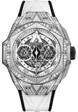 Hublot Big Bang Sang Bleu II Titanium White Pave Watch - 45 mm - White Skeleton Dial - White and Black Rubber Strap-418.NX.2001.RX.1604.MXM20