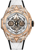 Hublot Big Bang Sang Bleu II King Gold White Pave Watch - 45 mm - White Skeleton Dial - White and Black Rubber Strap-418.OX.2001.RX.1604.MXM20